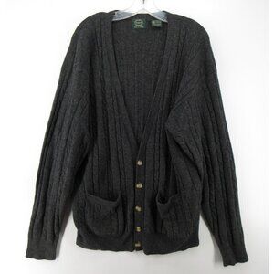 VINTAGE Saddles Sweater Medium Lambs Wool Cardigan Grandpa Cable Knit